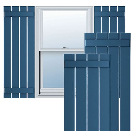 True Fit PVC Four Board Spaced Board-n-Batten Shutters, Sojourn Blue , 23W X 32H